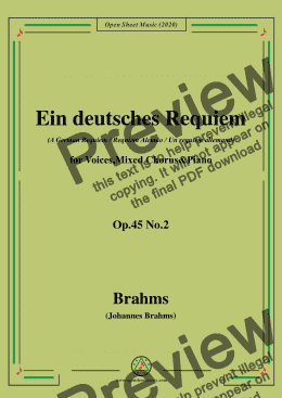 page one of Brahms-Ein deutsches Requiem,Op.45 No.2,for Voices,Mixed Chorus and Piano