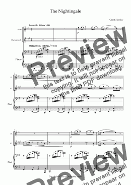 page one of "The Nightingale" Flute and Clarinet Duet with Piano