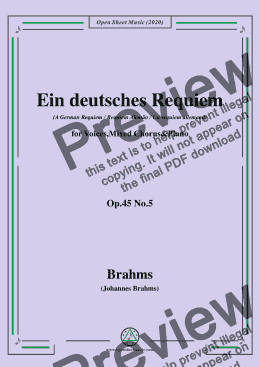 page one of Brahms-Ein deutsches Requiem,Op.45 No.5,for Voices,Mixed Chorus and Piano