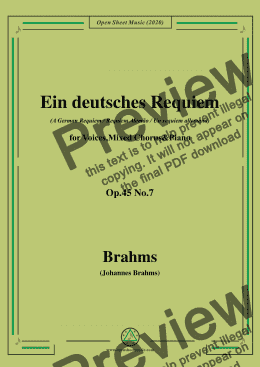 page one of Brahms-Ein deutsches Requiem,Op.45 No.7,for Voices,Mixed Chorus and Piano