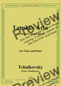 page one of Tchaikovsky-Lenski's Aria,from 'Eugene Onegin,Op.24',for Voice and Piano