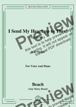 page one of Beach-I Send My Heart up to Thee!Op.44 No.3,in E Major,for Voice and Piano