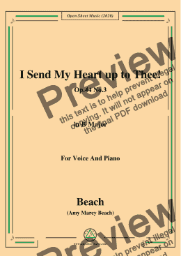 page one of Beach-I Send My Heart up to Thee!Op.44 No.3,in B Major,for Voice and Piano