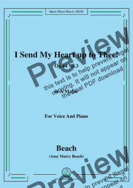 page one of Beach-I Send My Heart up to Thee!Op.44 No.3,in A Major,for Voice and Piano