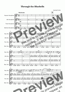 page one of Through the Bluebells (SATB saxophone quartet)