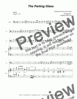 page one of The Parting Glass (for Cello solo and Piano)