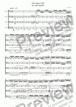 page one of THE GYPSY CELLO - for cello quartet