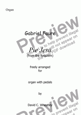 page one of Faure - Pie Jesu (Requiem) for organ solo