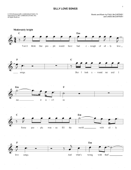 page one of Silly Love Songs (Easy Lead Sheet / Fake Book)