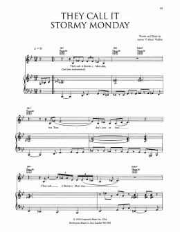 page one of (They Call It) Stormy Monday (Stormy Monday Blues) (Piano, Vocal & Guitar Chords (Right-Hand Melody))