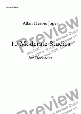 page one of 10 Moderate Studies - Descant / Tenor Recorder