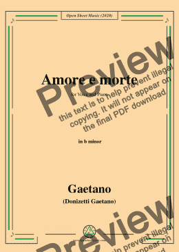 page one of Donizetti-Amore e morte,in b minor,for Voice and Piano