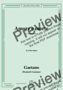 page one of Donizetti-Amore e morte,in a flat minor,for Voice and Piano