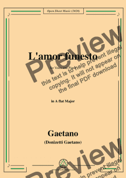 page one of Donizetti-L'amor funesto,in A flat Major,for Voice and Piano