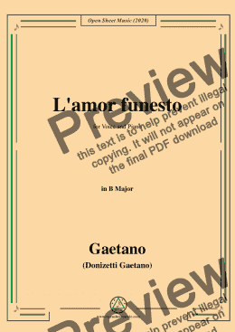 page one of Donizetti-L'amor funesto,in B Major,for Voice and Piano