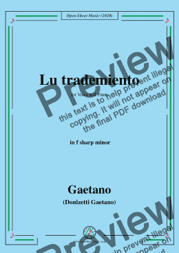 page one of Donizetti-Lu trademiento,in f sharp minor,for Voice and Piano