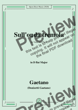 page one of Donizetti-Sull'onda tremola,in D flat Major,for Voice and Piano