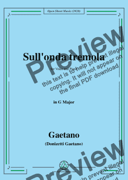 page one of Donizetti-Sull'onda tremola,in G Major,for Voice and Piano