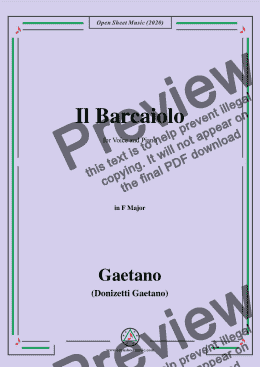 page one of Donizetti-Il Barcaiolo,in F Major,for Voice and Piano