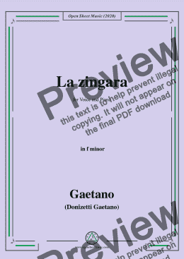 page one of Donizetti-La Zingara,in f minor,for Voice and Piano