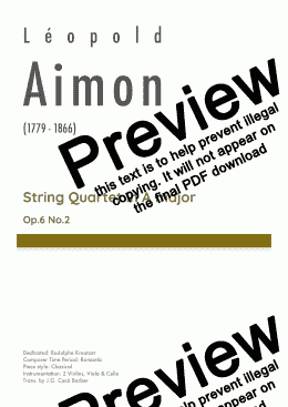 page one of Aimon - String Quartet in A major