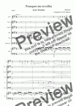 page one of Massenet - Pourquoi me reveiller - Tenor, String Ensemble & Harp