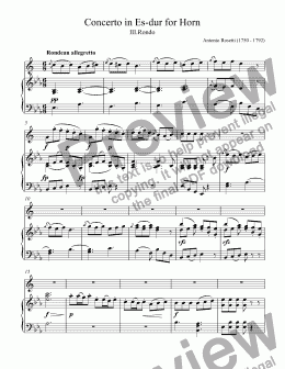 page one of Rosetti, Antonio - Concert Es-dur for Horn Eb C 43 - III.Rondo (E-flat major C 43)