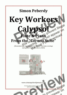 page one of Key Workers Calypso for Flute & Piano from the Corona Suite by Simon Peberdy