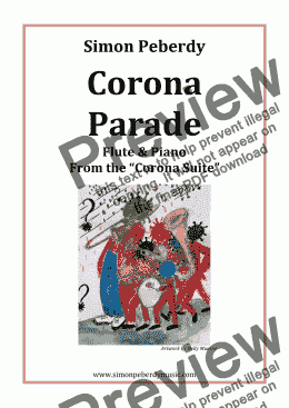 page one of Corona Parade for Flute & Piano from the Corona Suite by Simon Peberdy