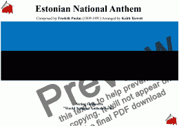 page one of Estonian National Anthem for String  (World National Anthem Series)