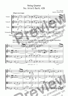 page one of Analysis of Mozart's SQ No. 16 in E flat 1st movement