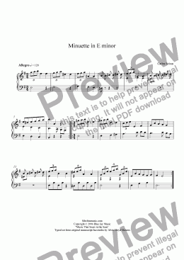 page one of Seixas Minuetto in E minor