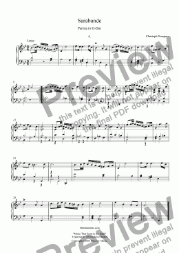 page one of German Baroque Graupner-Partita in G Dur  4.Sarabande