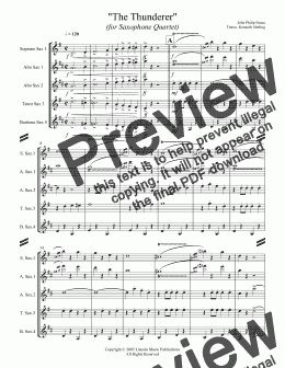 page one of March - The Thunderer (Sax Quartet SATB or AATB)
