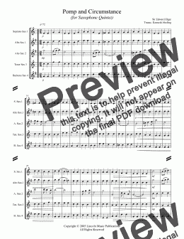 page one of March - Pomp and Circumstance (Sax Quartet SATB or AATB)