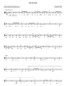 page one of Hallelujah (Lead Sheet / Fake Book)