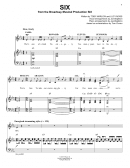 page one of Six (from Six: The Musical) (Piano & Vocal)