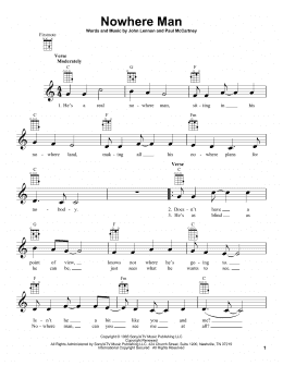 page one of Nowhere Man (Ukulele)