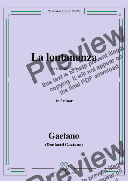 page one of Donizetti-La lontananza,A 559,in f minor,for Voice&Piano