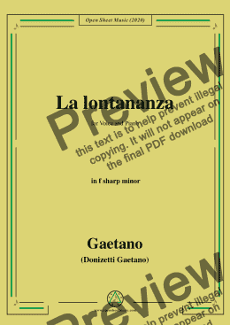 page one of Donizetti-La lontananza,A 559,in f sharp minor,for Voice&Piano