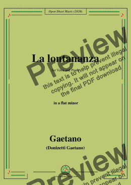 page one of Donizetti-La lontananza,A 559,in a flat minor,for Voice&Piano