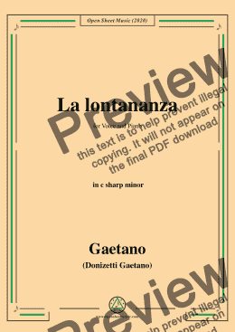 page one of Donizetti-La lontananza,A 559,in c sharp minor,for Voice&Piano