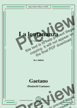 page one of Donizetti-La lontananza,A 559,in c minor,for Voice&Piano