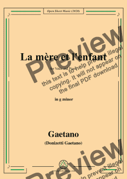 page one of Donizetti-La mere et l'enfant,in g minor,for Voice&Piano