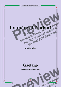 page one of Donizetti-La mere et l'enfant,in b flat minor,for Voice&Piano