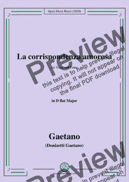 page one of Donizetti-La corrispondenza amorosa,in D flat Major,for Voice and Piano