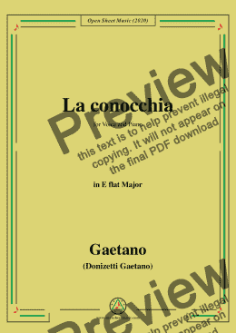 page one of Donizetti-La conocchia,in E flat Major,for Voice and Piano