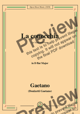 page one of Donizetti-La conocchia,in D flat Major,for Voice and Piano