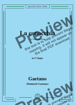 page one of Donizetti-La conocchia,in F Major,for Voice and Piano