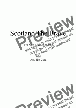 page one of Scotland The Brave for Solo Alto Saxophone and Piano